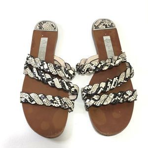 Zara Snake Print Braided Dual Straps Slip On Sandals Size EU 38